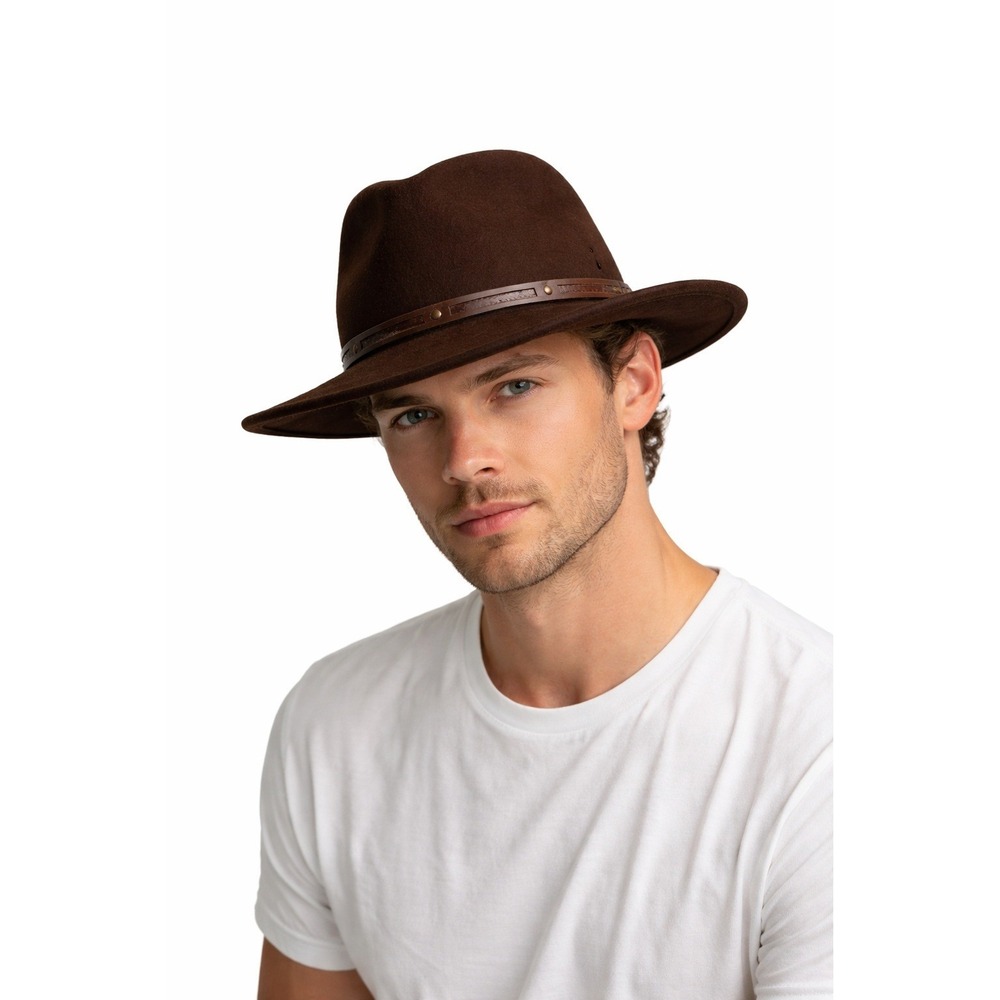 Bailey Benton LiteFelt‎ Brown 100% Wool Fedora Western Hat Mens Size M USA